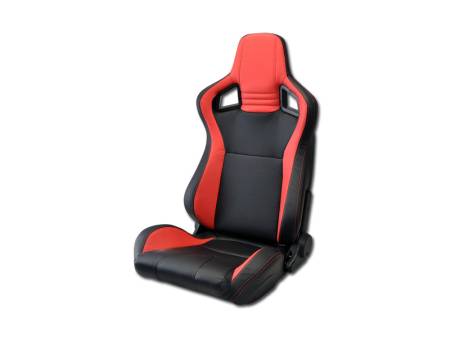 I3 Enterprise - I3 Mugen Style Racing Seat Office Chair Black & Red With Red Stitches Left Side (Leather)