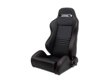 I3 Enterprise - I3 Type-R Style Racing Seats Black With Red Stitches Left Side (Leather)