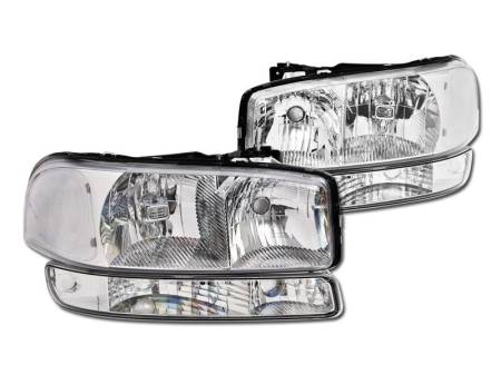 I3 Enterprise - I3 1999-2006 Gmc Sierra/Yukon/Xl( Will Not Fit Denali Model ) Crystal Headlights W/O Amber Bumper Lights 4Pc Set - Chrome