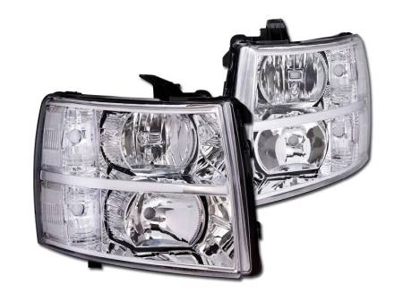 I3 Enterprise - I3 2007-2013 Cherolet Silverado 1500 / 2008-2014 Chevrolet Silverado 2500/3500 Crystal Headlight W/O Amber W/O Bulbs - Chrome