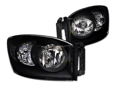 I3 Enterprise - I3 2006-2008 Dodge Ram 1500 / 2007-2009 Dodge Ram 2500/3500 Crystal Headlight W/O Amber W/O Bulbs - Black