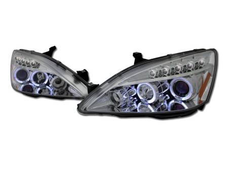 I3 Enterprise - I3 03-05 Honda Accord Halo Projector Headlights W/Led W/Amber (Chrome)