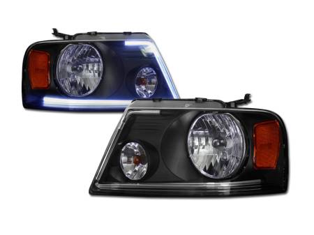 I3 Enterprise - I3 04-07 Ford F150 Crystal Headlight With Led Light Bar W/O Light Bulbs W/Amber (Jdm Black)