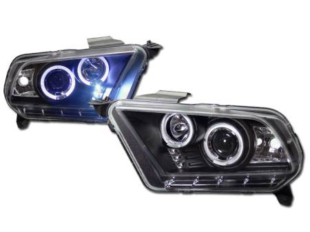 I3 Enterprise - I3 10-14 Ford Mustang Halo Projector Headlights W/Led (Jdm Black)