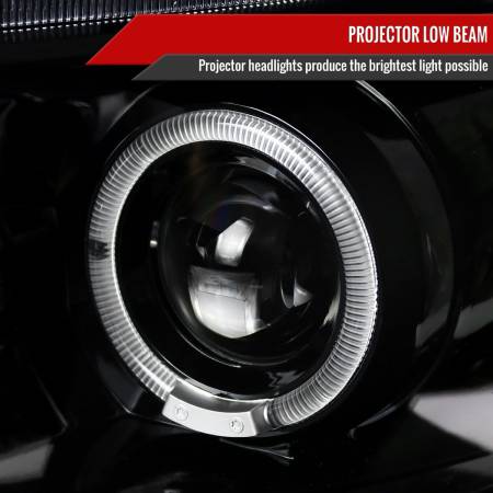 Spec'D Tuning Products - Spec-D 2006-2008 Dodge RAM 1500/ 2006-2009 RAM 2500 3500 Dual Halo Projector Headlights (Jet Black Housing/Clear Lens)