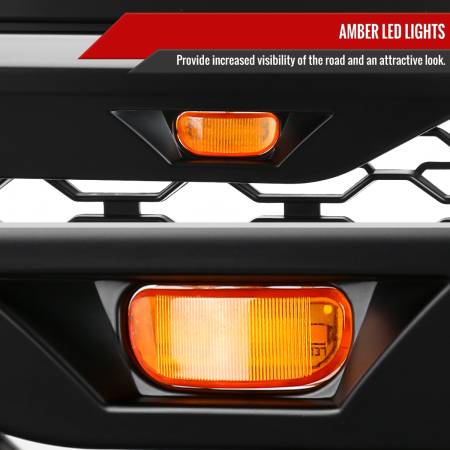 Spec'D Tuning Products - Spec-D 2010-2018 Dodge RAM 2500/3500 Rebel Style Hood Grille w/ Amber LED Lights