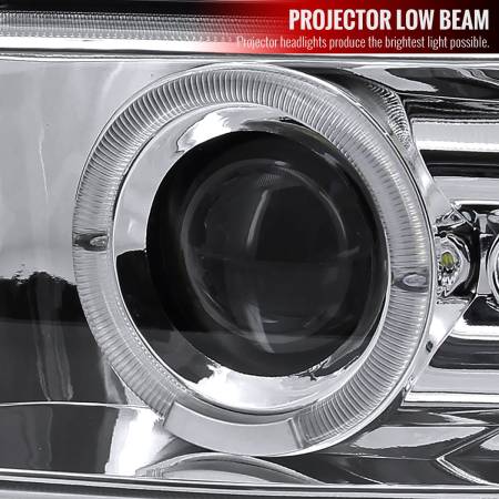 Spec'D Tuning Products - Spec-D 1999-2002 Chevrolet Silverado/ 2000-2006 Chevrolet Tahoe/Suburban Dual Halo Projector Headlights with LED Sequential Turn Signal Bumper Lights (Chrome Housing/Clear Lens)