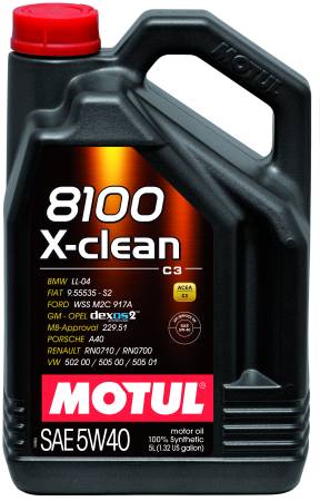 Motul - Motul 5L Synthetic Engine Oil 8100 5W40 X-CLEAN C3 -505 01-502 00-505 00-LL04 - Case of 4
