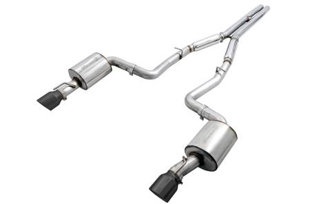 AWE Tuning - AWE 2015+ Dodge Charger 6.4L/6.2L Non-Resonated Touring Edition Exhaust - Diamond Blk Tips