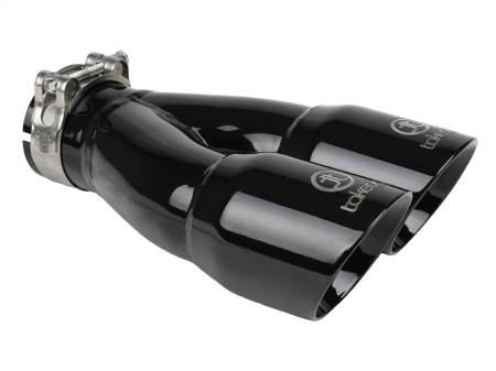 aFe Power (Advanced FLOW Engineering) - aFe Takeda 2.5in 304 Stainless Steel Clamp-on Exhaust Tip 2.5in Inlet 3in Dual Outlet - Black