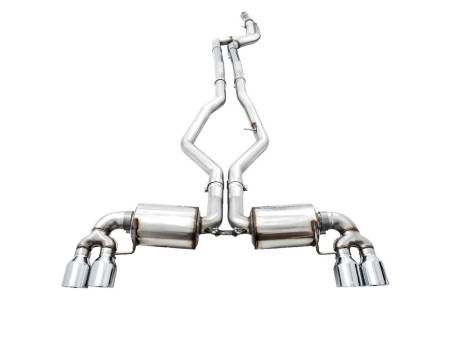 AWE Tuning - AWE 2019+ BMW M340i (G20) Non-Resonated Touring Edition Exhaust - Quad Chrome Silver Tips
