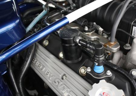 J&L Oil Separator Co - J&L 07-14 Ford Mustang GT500 Passenger Side Oil Separator 3.0 - Black Anodized