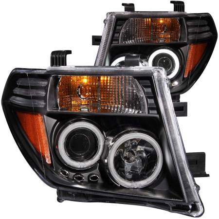 ANZO Headlights, Tail Lights and More  - ANZO 2005-2008 Nissan Frontier Projector Headlights w/ Halo Black
