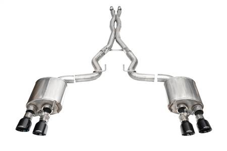 CORSA Performance - Corsa 24+ Ford Mustang Dark Horse 5.0L 3in Dual Rear Cat-Back w/Twin 4.5in Black PVD Slash Tips