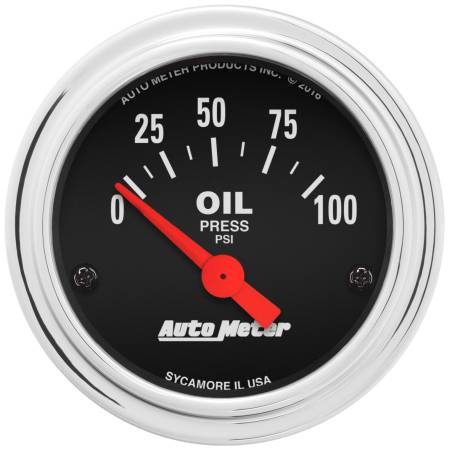 AutoMeter - AutoMeter Traditional Chrome 52mm 0-100 PSI Short Sweep Electricall Oil Pressure Gauge