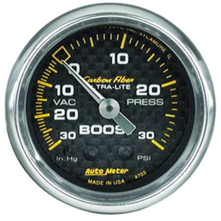 AutoMeter - AutoMeter Carbon Fiber 52mm 30 PSI Mechanical Boost Gauge