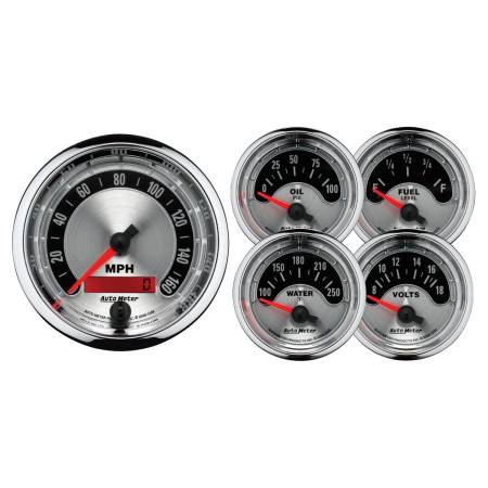 AutoMeter - AutoMeter American Muscle Kit Box - Elec Speedo/Elec Oil Pressure/Water Temp/Volt/Fuel Level