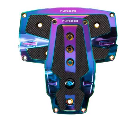 NRG Innovations - NRG Innovations Aluminum Sport Pedal A/T - Neochrome w/Black Rubber Inserts