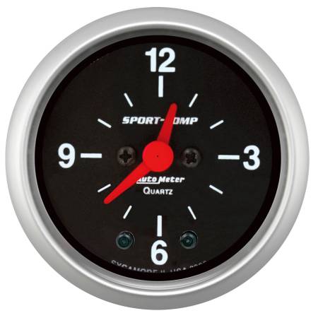 AutoMeter - AutoMeter Sport-Comp 2-1/16in. 12 Hour Analog Clock Gauge