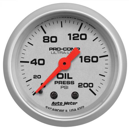 AutoMeter - AutoMeter Ultra-Lite 52mm 0-200 PSI Mechanical Oil Pressure Gauge