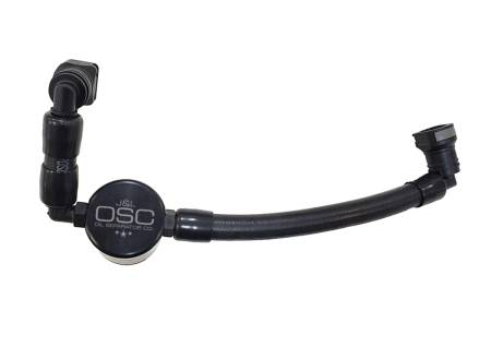J&L Oil Separator Co - J&L 11-17 Ford Mustang V6 Passenger Side Oil Separator 3.0 V2 - Black Anodized