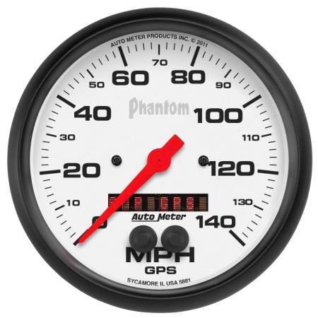 AutoMeter - AutoMeter Phantom 5in 140 MPH In-Dash Full Sweep Speedometer w/ GPS Rally Nav Display