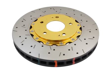 DBA (Disc Brakes Australia) - DBA 03-05 Evo 8/9 Front Drilled & Slotted 5000 Series 2 Piece Rotor Assembled w/ Gold Hat
