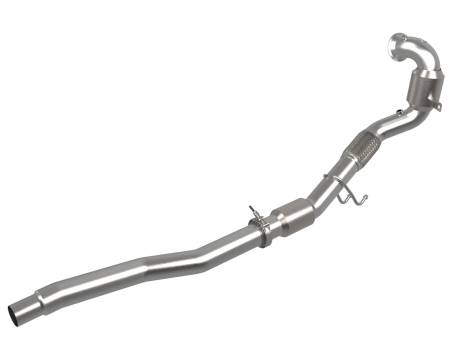 aFe Power (Advanced FLOW Engineering) - aFe Twisted Steel Down Pipe 3in 304 Stainless Steel w/ Cat 15-18 VW Golf R MKVII L4-2.0L (t)