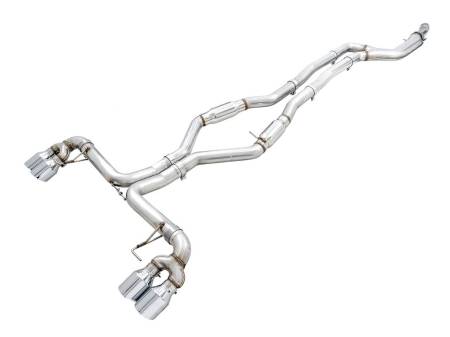 AWE Tuning - AWE 2019+ BMW M340i (G20) Track Edition Exhaust - Quad Chrome Silver Tips