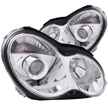ANZO Headlights, Tail Lights and More  - ANZO 2001-2007 Mercedes Benz C Class W203 Projector Headlights Chrome