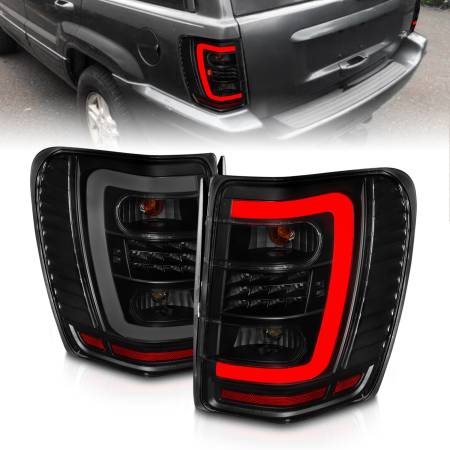 ANZO Headlights, Tail Lights and More  - ANZO 1999-2004 Jeep Grand Cherokee LED Tail Lights w/ Light Bar Black Housing Smoke Lens