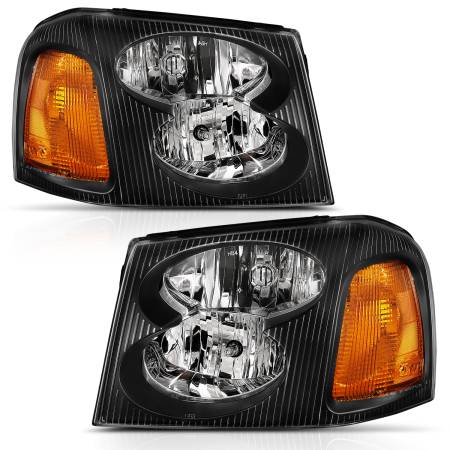 ANZO Headlights, Tail Lights and More  - ANZO 2002-2009 Gmc Envoy Crystal Headlight  Black Amber