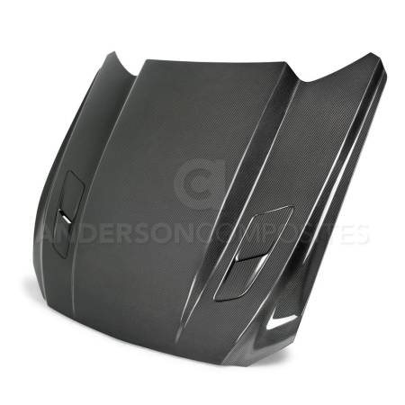 Anderson Composites - Anderson Composites 15-17 Ford Mustang (Excl. GT350/GT350R) Double Sided Carbon Fiber Cowl Hood
