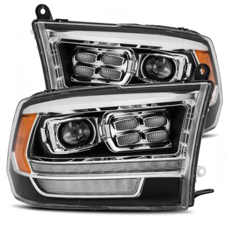 AlphaRex - AlphaRex 09-18 Dodge Ram 2500 LUXX LED Proj Headlights Plank Style Black w/Activ Light/DRL