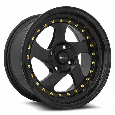 Vors Wheels - Vors Wheels Rim VR2 15x8 4x98 ET20 73.1CB All Black Gold Rivet