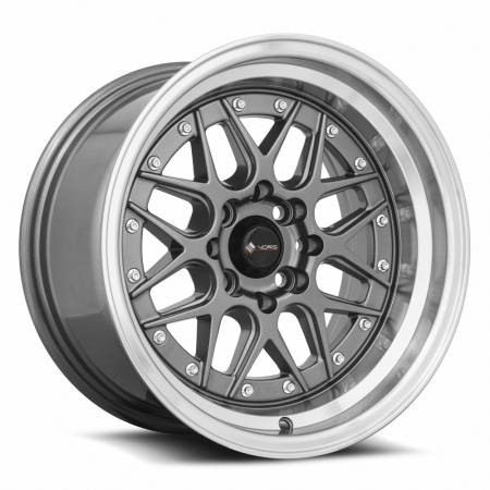 Vors Wheels - Vors Wheels Rim VR7 15x8 4x108 ET0 73.1CB Gun Metal Machine Lip Chrome Rivet