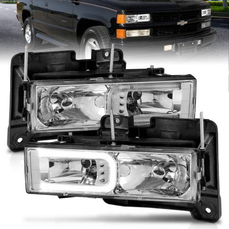ANZO Headlights, Tail Lights and More  - ANZO 1999-2000 Cadillac Escalade Crystal Headlights