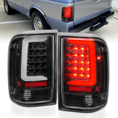 ANZO Headlights, Tail Lights and More  - ANZO 1993-1997 Ford  Ranger LED Tail Lights w/ Light Bar Black Housing Clear Lens