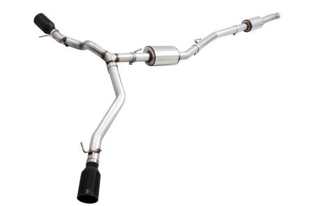AWE Tuning - AWE 20-21 Jeep Gladiator JT 3.6L Tread Edition Cat-Back Dual Exhaust - Diamond Black Tip
