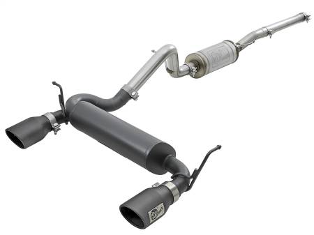 aFe Power (Advanced FLOW Engineering) - aFe Rebel Series 2.5in 409 SS Cat-Back Exhaust w/ Black Tips 2007+ Jeep Wrangler (JK) V6 3.6L/3.8L