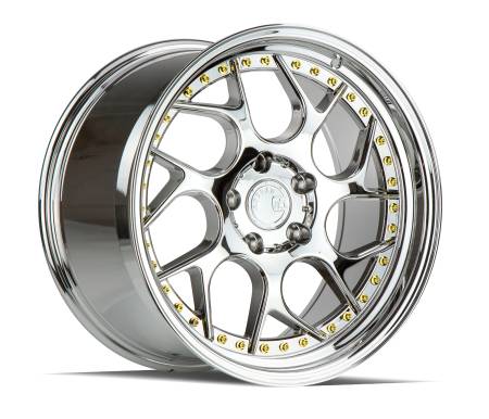 AodHan Wheels - Aodhan Wheels Rim DS01 18x8.5 5x100 73.1CB ET35 Vacuum Chrome W/ Gold Rivets
