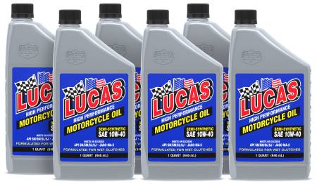 Lucas Oil - Lucas Semi-Synthetic 10w40 Motorcycle Oil 6x1 Qt