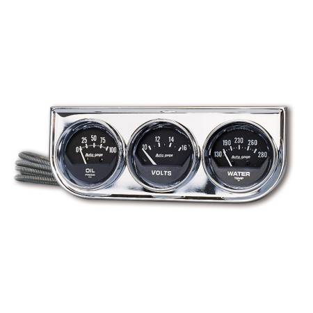 AutoMeter - AutoMeter AutoGage 3-Gauge Console 52.4mm Mech 0-100 PSI Oil Press/ 10-16 V / 130-280 Deg Water Temp