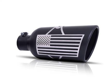 Gibson Performance Exhaust - Gibson Patriot Series Rolled Edge Slash-Cut Tip - 6in OD/5in Inlet/18in Length - Black Ceramic