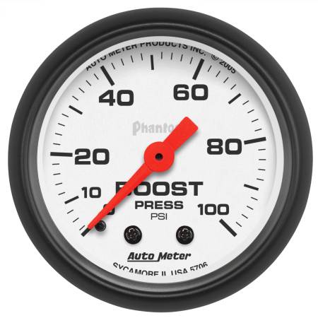AutoMeter - AutoMeter Phantom 2 1/16in 100psi Mechanical Boost Gauge