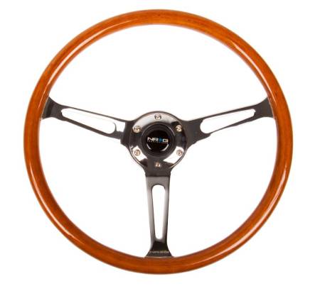 NRG Innovations - NRG Innovations Reinforced Steering Wheel (360mm) Classic Wood Grain w/Chrome Cutout 3-Spoke Center