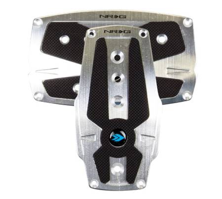NRG Innovations - NRG Innovations Brushed Aluminum Sport Pedal A/T - Silver w/Black Rubber Inserts
