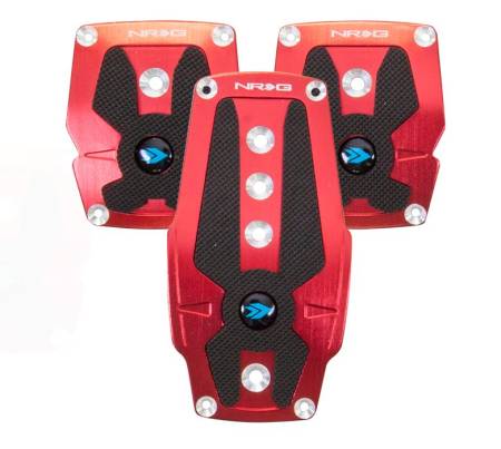 NRG Innovations - NRG Innovations Brushed Aluminum Sport Pedal M/T - Red w/Black Rubber Inserts
