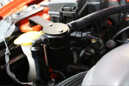 J&L Oil Separator Co - J&L 15-19 Ford Mustang GT/15-19 Ford Mustang GT350 Passenger Side Oil Separator 3.0 - Black Anodized