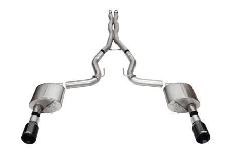 CORSA Performance - Corsa 24+ Ford MustangGT Xtreme Cat-Back Ex.Sys 3.0in Dual Rear Exit w/4.5in Blk PVD StraightCut Tip